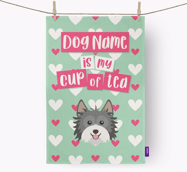 '{dogsName} is my cup of tea' Tea Towel with {breedFullName} Icon